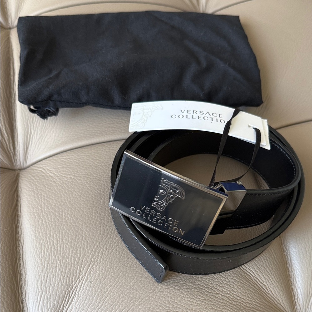 Versace Collection Black Leather Belt